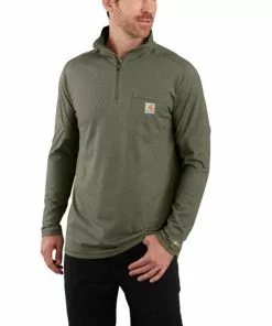 New 💯 Carhartt Men's Force Relaxed Fit Quarter Zip Pocket T-Shirt 🌟