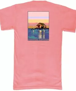 Promo 👍 Coastal Cotton Short Sleeve Coral Fish House T-Shirt ⌛