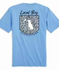 Brand new 🌟 Local Boy Outfitters Local Boy Localflage Crest T-Shirt - Washed Denim 🔔