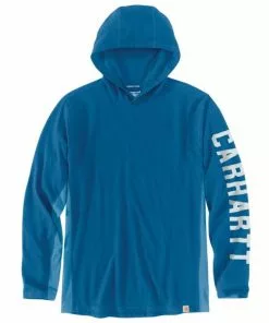 Hot Sale 🤩 Carhartt Men's Forced Relaxed Fit Midweight Long Sleeve Logo Graphic Hooded T-Shirt 🔔