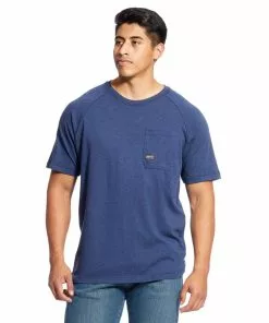Hot Sale 🤩 Ariat International Ariat Rebar Cotton Strong T-Shirt 👏 -Frogg Toggs-shop navy hthr shirt 22512.1661871907