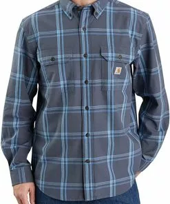Cheapest 😍 Carhartt Men's Loose Fit Midweight Chambray Long Sleeve Plaid 👚 Shirt 🔔 -Frogg Toggs-shop tone 68150.1669047016
